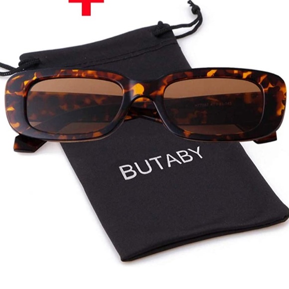 90’s Retro Tortoise Rectangle Sunglasses - Picture 4 of 4